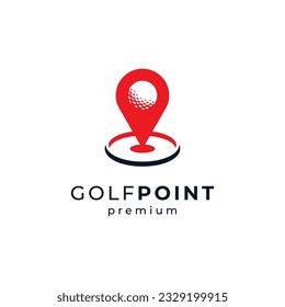 golf course and pin for golf course location logo design