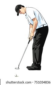 golf course player on action 