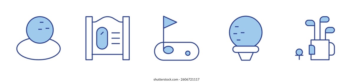 golf course, stick, field. Golf Icon vector illustration. Line Duotone style. Editable stroke.