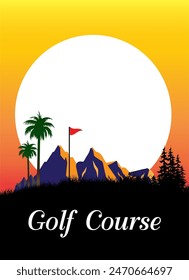 Símbolo del campo de golf Ilustración vectorial de silueta.