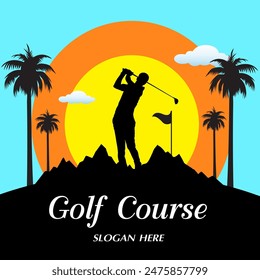 Símbolo del campo de golf Ilustración vectorial de silueta.