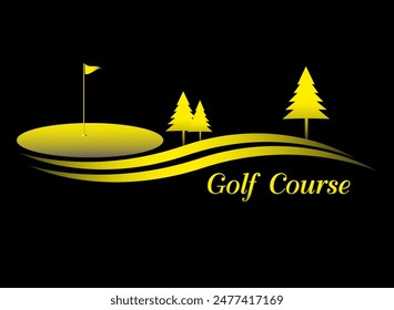 Símbolo del campo de golf Ilustración vectorial de silueta.