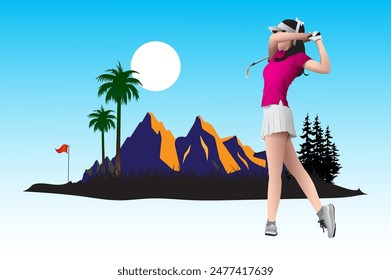 Símbolo del campo de golf Ilustración vectorial de silueta.