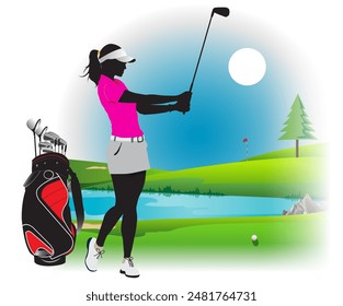 Golf course symbol silhouette vector illustration.