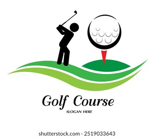Ilustración vectorial de silueta de símbolo de campo de golf.