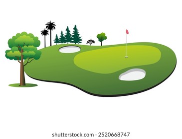 Símbolo de campo de golfe silhueta ilustração vetorial.