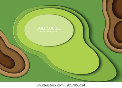 Golf Course Top View Abstract Background. Paper Art.