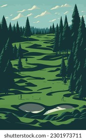 Golf course. Golf course vector illustration. Flat style.