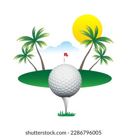 Golf course vector illustration made from natural landscape.