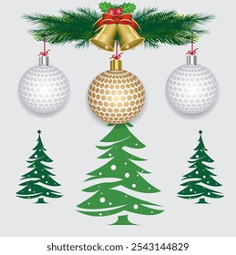 Golf course vector illustration on Christmas and New Year for advertising use in celebration of discount.