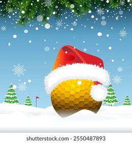 Golf course vector illustration on Christmas and New Year for advertising use in celebration of discount.