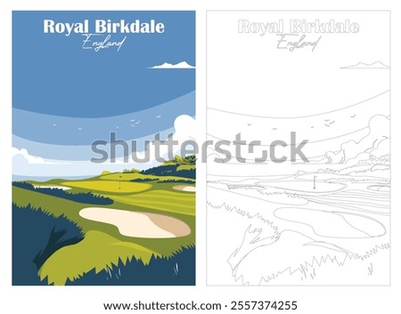 Golf Course. Vector illustration of Royal Birkdale Golf Club, England