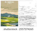 Golf Course. Vector illustration of St. Andrews Golf Course, Scotland