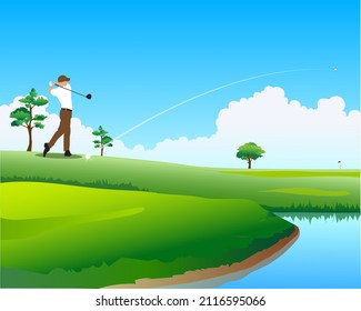Golf course vector illustration suitable for making posters and background images.