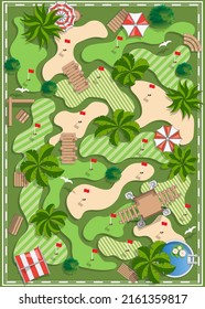 Golf course. View from above. Vector illustration. 