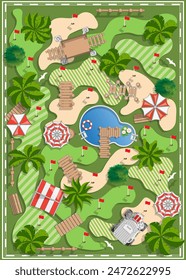 Golf course. View from above. Vector illustration. 