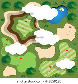 Golf Course. View From Above. Vector Illustration.