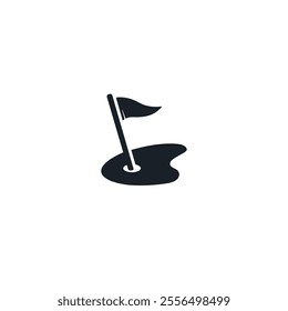 Golf court ball flag icon flat vector design