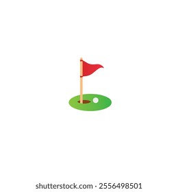 Golf court ball flag icon flat vector design