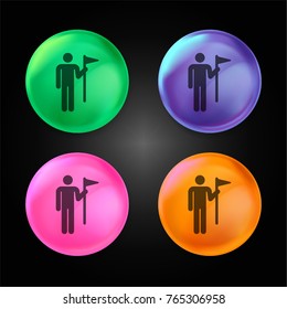 Golf crystal ball design icon in green - blue - pink and orange.