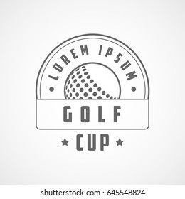 Golf Cup Emblem Line Icon On White Background