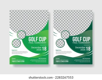 Golf Cup Tournament Flyer Design Template, Annual Sport Event Announcement Poster