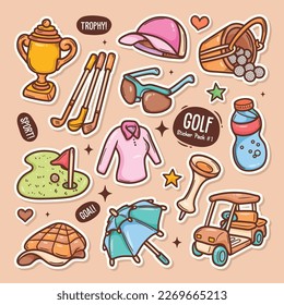 Golf Cute Doodle Vector Sticker Collection 