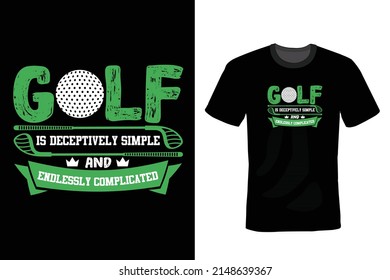 Diseño de camisetas de golf, vintage, tipografía