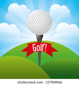 golf design over landscape  background vector illustration