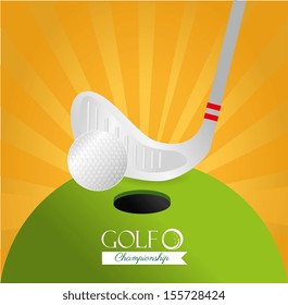 golf design over orange background vector illustration
