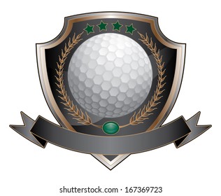 Golf Design Shield is an illustration of a golf design which includes a golf ball, shield and banner for your text.