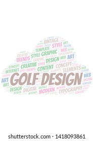 Golf Design word cloud. Wordcloud made with text only.