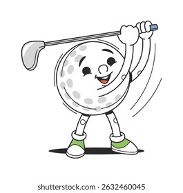 Golfe doodle personagem chutando bola