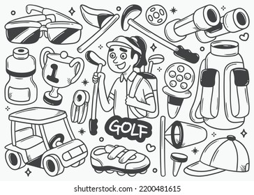 Golf Doodle Hand Drawn Vector Collection