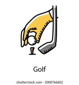 Golf in doodle style icon, editable vector 