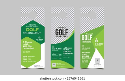 golf door hanger design template, golf tournament sports leaflet design