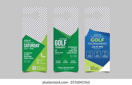 golf door hanger design template, golf tournament sports leaflet design