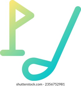 Golf driver and cup tag pixel perfect gradient linear ui icon. Equipment for sports game. Line color user interface symbol. Modern style pictogram. Vector isolated outline illustration
