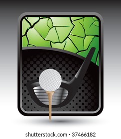 golf driver on green cracked backdrop