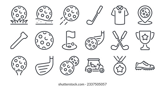 Golf editable stroke outline icon isolated white background flat vector illustration  Pixel perfect  64 x 64 