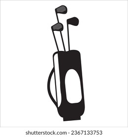 Golf element silhouettes isolated on white background. Golf design elements for logo, badges, banners, labels. Vector illustration.Set of vintage golf elements. Monochrome style