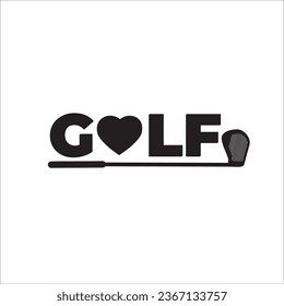 Golf element silhouettes isolated on white background. Golf design elements for logo, badges, banners, labels. Vector illustration.Set of vintage golf elements. Monochrome style