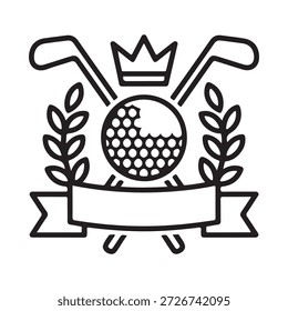 Golf emblem featuring a crown golf ball and laurel wreaths design