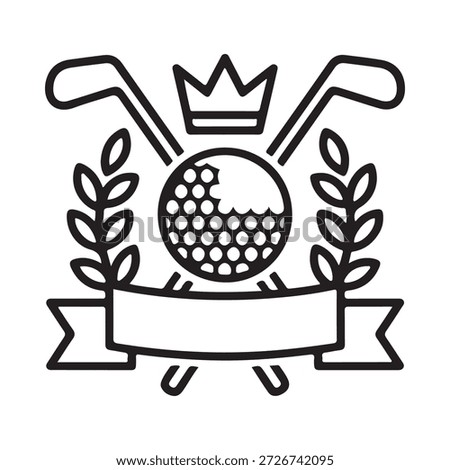 Golf emblem featuring a crown golf ball and laurel wreaths design
