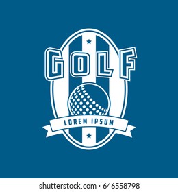 Golf Emblem Flat Icon On Blue Background
