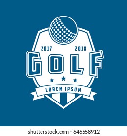 Golf Emblem Flat Icon On Blue Background