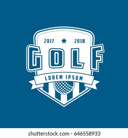 Golf Emblem Flat Icon On Blue Background