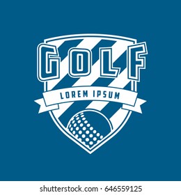 Golf Emblem Flat Icon On Blue Background