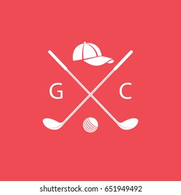 Golf Emblem Flat Icon On Red Background