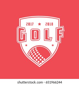 Golf Emblem Flat Icon On Red Background